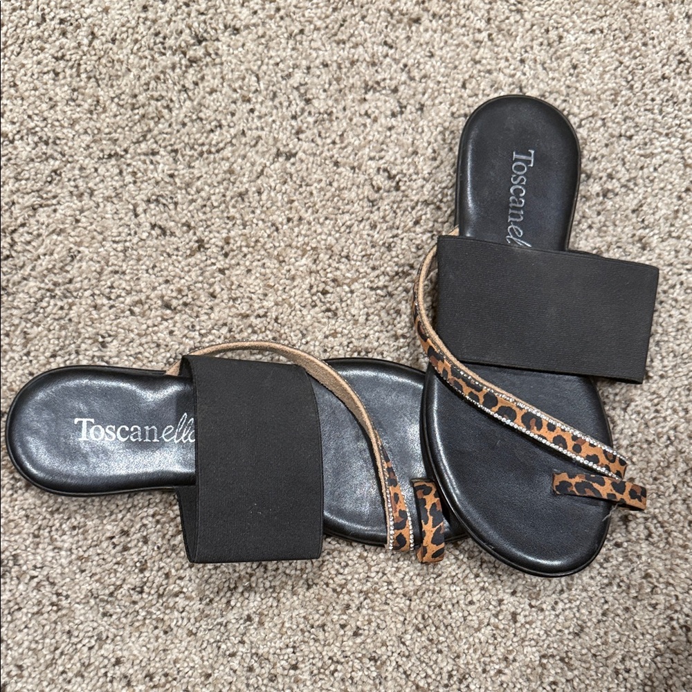 Black and Leopard Women's Sandals